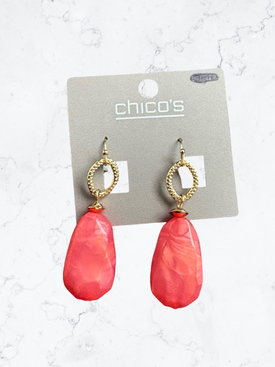 Chico's Jewelry - Chico's Gold and Coral Red Teardrop Earrings